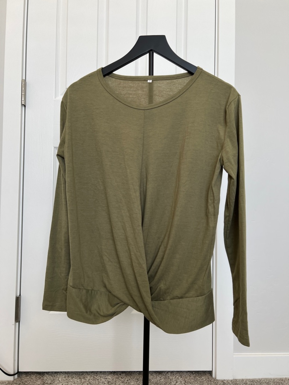 Olive Twist-Front Long Sleeve Top - Women